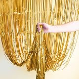 OWill Gold Metallic Tinsel Curtains 2 Packs 3ft x 8.3ft Backdrop Set view 2
