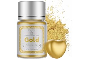 SHANLINLY Gold Luster Dust Edible Shimmer Powder - 8g Food Grade Tasteless Edible Gold Cake Dust Paints for Chocolates, Drinks, Metallic Gold Food Coloring for Cake Decoration, Desserts, Vegan