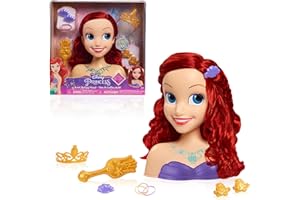 Disney Princess Ariel Styling Head, Red Hair, 10 Piece Pretend Play Set, The Little Mermaid, Officially Licensed Kids Toys fo