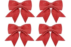 THXCO 4 Pack Christmas Bows Christmas Decorative Bows for Wreath Garland Xmas Tree Topper, 5.5inch (Red)