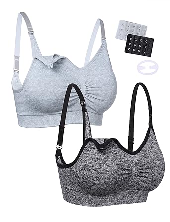 Aibrou Damen 2er Pack Still-BH Schwangerschaft Still BHS ohne Bügel Nahtlose Umstandsmode