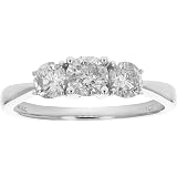 0.50 Carat (CTW) 10K White Gold 3-Stone Engagement Ring - Princess & Round Diamonds, Size 6.5