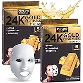 AZURE 24K Gold Face Mask- Anti Aging, Hydrating, Toning Facial Mask - Helps Reduce Wrinkles & Fine Lines with Hyaluronic Acid & Collagen - Skin Care Made in Korea - Pack of 10