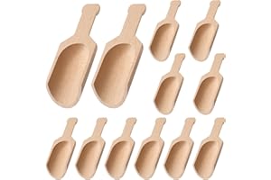 YALIKOP 12 Pcs Mini Wooden Scoops for Canisters Mini Wood Coffee Spoon Small Bath Salt Washing Powder Scoops for Spices Tea Beans Sugar Scrubs Bath Salts Cooking 1.2 x 3.2 Inches