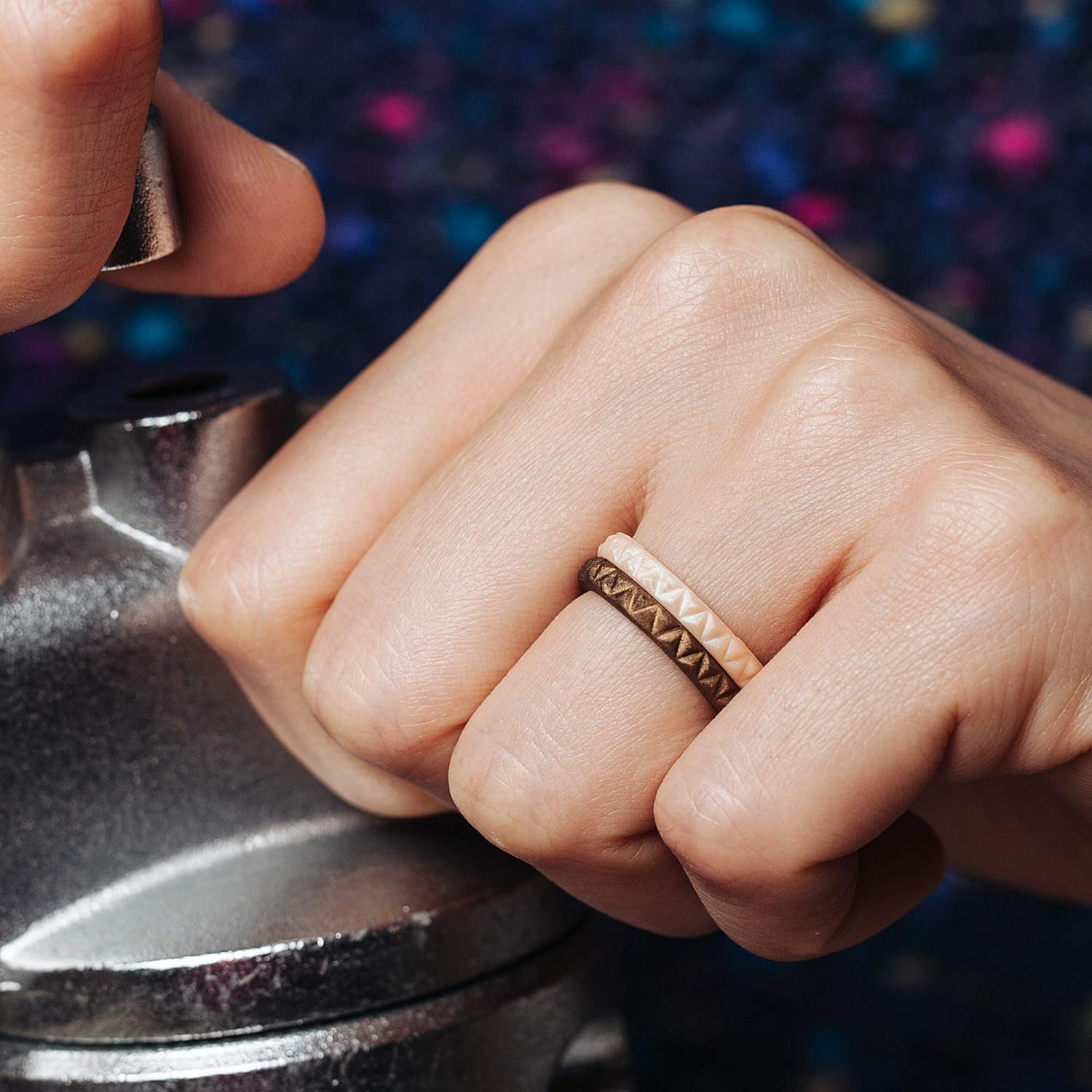 ThunderFit Womens Triangle Diamond Stackable Rings - 16 Rings / 12 Rings / 8 Rings / 4 Rings / 1 Ring - Thin Silicone Wedding Rings - 2.5mm Wide - 2mm Thick : Clothing
