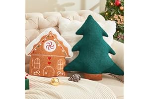 Vdoioe Christmas Pillows. 2 Pcs Christmas Tree Throw Pillows Gingerbread House Pillow Xmas Decorations Pillow for Bed, Sofa, Couch