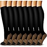 QUXIANG Copper Compression Socks for Women & Men Circulation (8 Pairs) - Best for Running Athletic Cycling - 15-20 mmHg