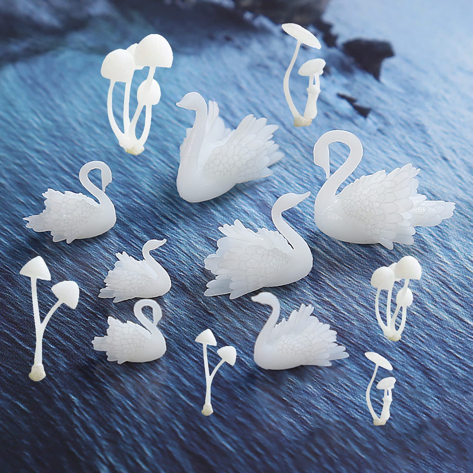 NA Woohome 14 PCS 3D Jewelry Making Supplies Resin Mould Filler, Mini Swan Mushroom Resin Casting Moulds Fillers, 3D Resin Filler Art Craft Supplies Epoxy Moulds for Art Resin Crafts DIY