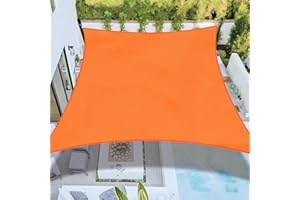 Bynbbur Sun Shade Sail 16'x16' Rectangle Shade Cloth for Garden, Permeable Shade Canopy Outdoor Patio Covers for Pergola Backyard Deck Outside Activity, Orange