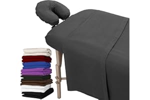 London Linens 3 Piece Set Massage Table Sheets Set - 100% Natural Cotton Flannel- Includes Massage Table Cover, Massage Fitted Sheet, and Massage Face Rest Cover (Charcoal Grey)
