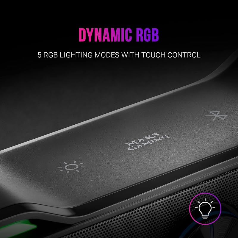 Barra de som para jogos mars msbx10w bluetooth 5.0 rgb