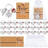 Aurelema 96 Pcs Nurse Gifts Bulk Thank You Keychain Nurse Week Gifts for Medical Party Coworkers Nursing Employee Assistant(Red Hearts)