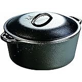 Lodge L8DOLKPLT Cast Iron Dutch Oven with Dual Handles, Pre-Seasoned, 5-Quart,Black