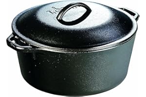 Lodge L8DOLKPLT Cast Iron Dutch Oven with Dual Handles, Pre-Seasoned, 5-Quart,Black