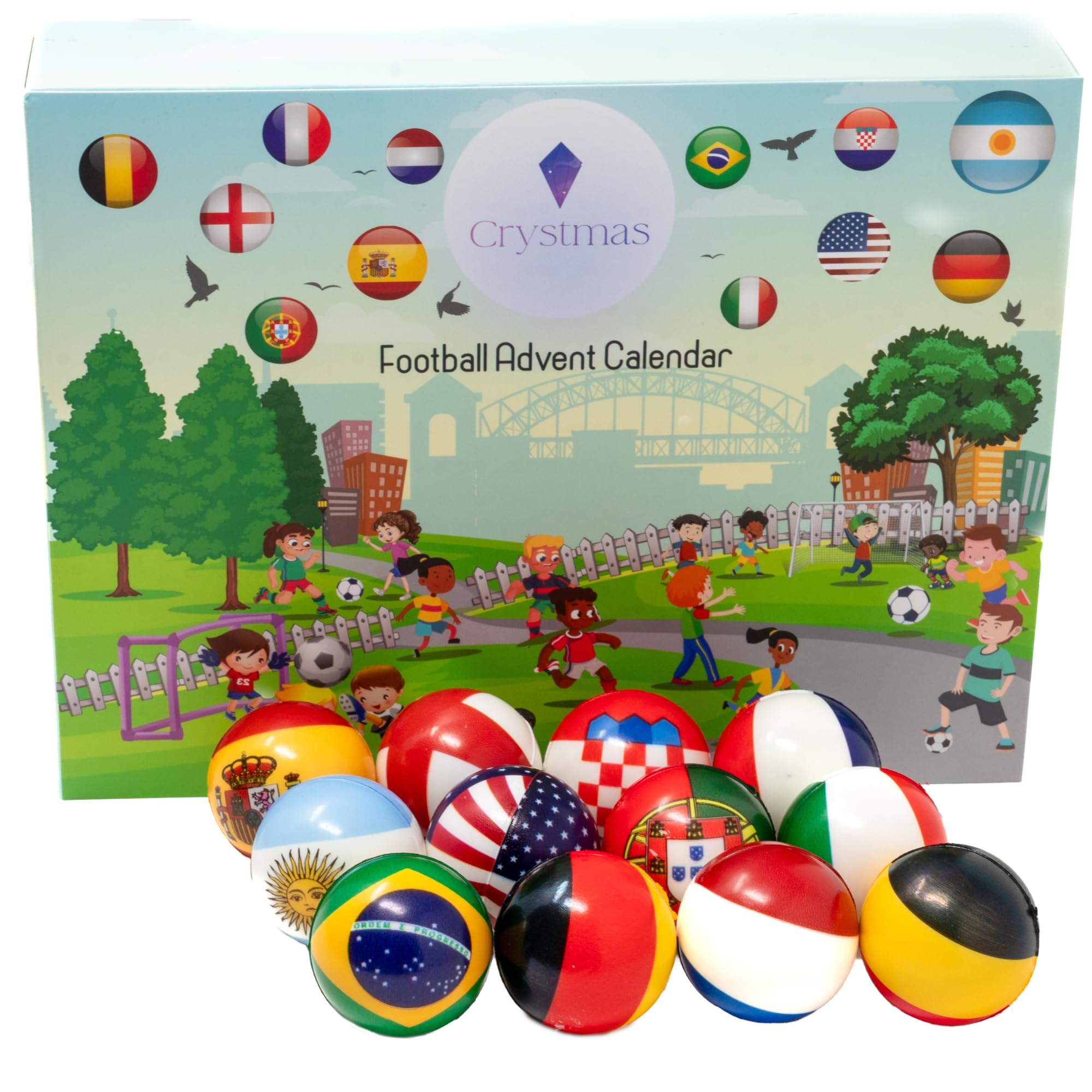12-Day Football Advent Calendar 2025 - International Flag Stress Balls & Fun Quiz - World Cup Advent Calendar