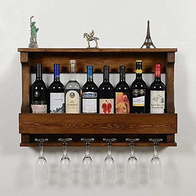 OGNIJA Sheesham Wood Wine Glass Rack Wall Wine Glass Rack Wine Wall