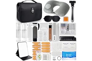 Travel Kit 31 Essentials for Travel Emergency, Large Capacity Toiletry Bag, All Purpose Grooming Set, Airplane Pillow Kit, TS