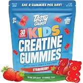 TASTY GAINS Kids &amp; Teen Creatine Gummies with Vitamin B12 for Advanced Growth Support, Youth Sports Performance &amp; Cellular Muscle Hydration Chewables, Ages 5+ (Strawberry, 60 Count)