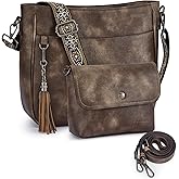 Blucoay 2PCS/Set Crossbody Bags Purses for Women,Vegan Leather Hobo Bags Wallet Set,Shoulder Handbags With 2 Adjustable Strap
