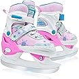 SMOOJOY Adjustable Kids Ice Skates for Girls Boys Comfortable, Smooth Blades Snow Hockey Ice Skating Shoes for Outdoor Indoor Rink, Perfect for Beginner Winter Sports Ages 5-12