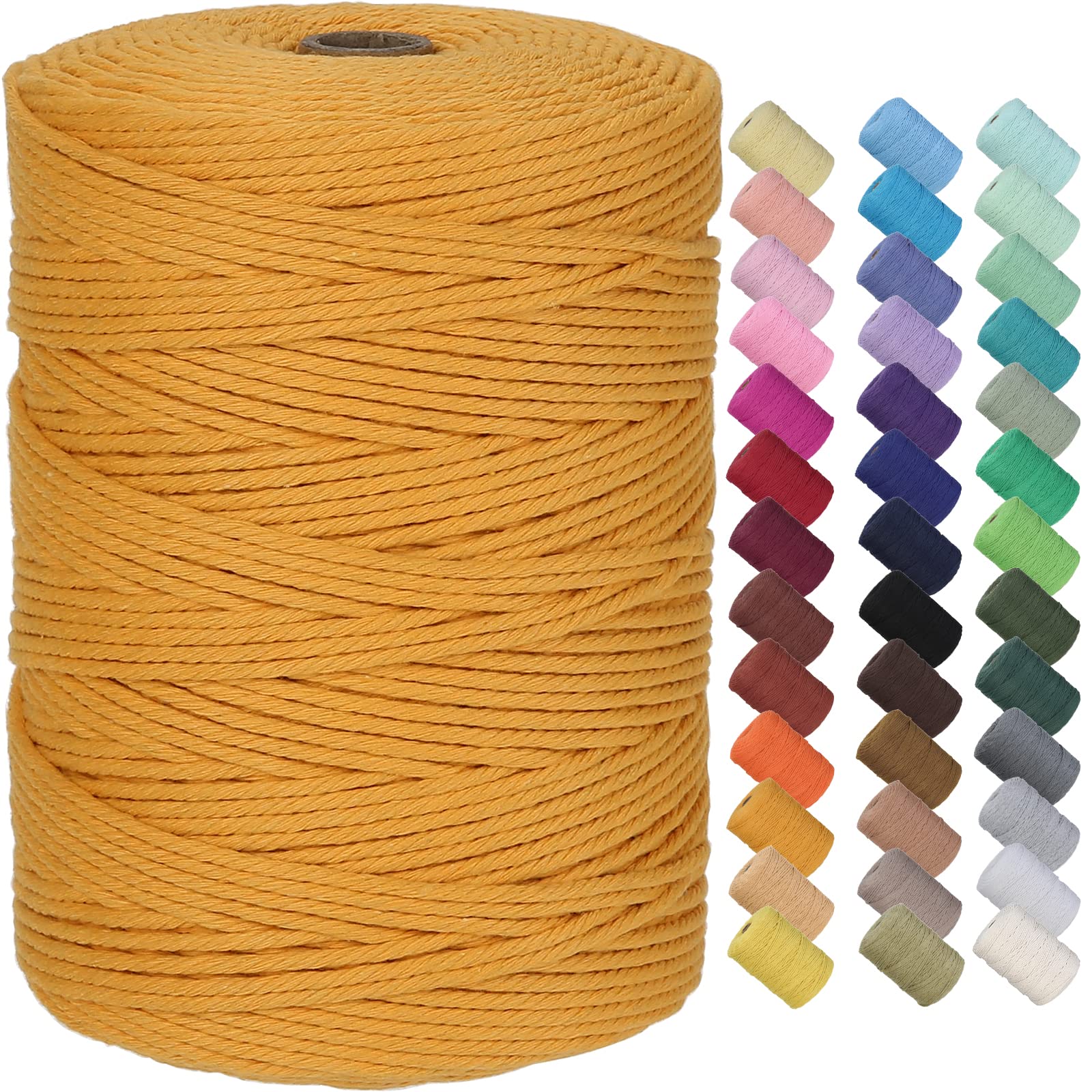 GOHOF Macrame Cord 3mm x 300m Premium Cotton Macrame Rope, 4 Strand Twisted Soft Cotton Cord, One of The Most Perfect Materials for Macrame Art, Cotton String Without Chemicals (Orange) — image 1