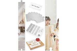 LOOKEY Growth Chart Mirror for Kids - Height Ruler with Stickers - Nursery Wall Decor Dress Up Center - Shatterproof Acrylic Full Body Measurement - Montessori Essential