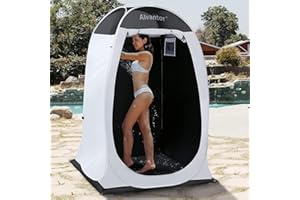 Alvantor Shower Tent Pop Up Changing Room Outdoor Shower Enclosure Pop Up Privacy Tent Toilet Tent Camping Dressing Portable Shelter Teflon Coating Fabric 4’x4’x7' Patent Pending, White