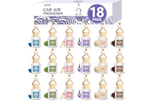 AROIC Car Air Freshener, 18 Pack Long Lasting Hanging Car Air Freshener Diffuser Set for Women & Men, 6 Premium Scents Essential Oil Vehicle Aroma Fragrance Gift (8ml Each)