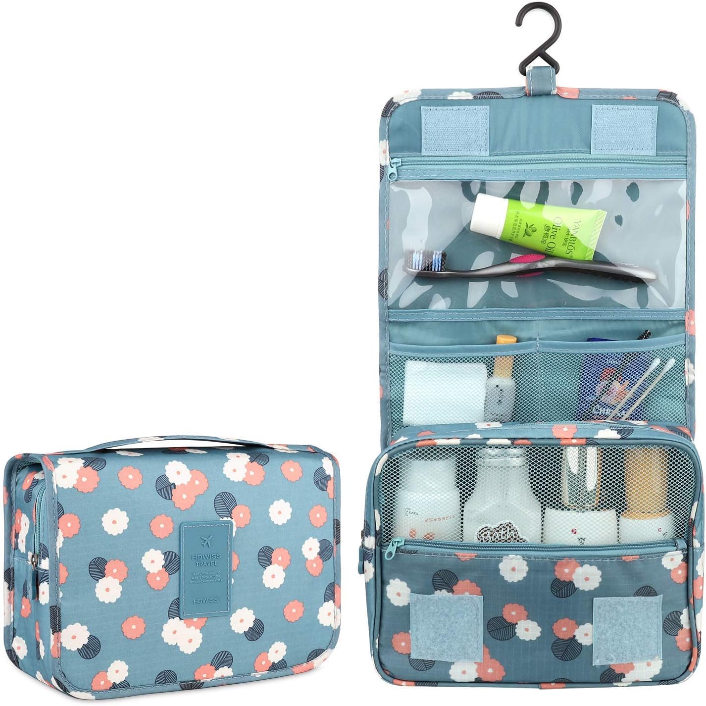 BryTravel Foldable Toiletry Bag with Hooks, Upgraded Cosmetic Bag for Travel Large Capacity, Waterproof Cosmetic Bag - Image 3