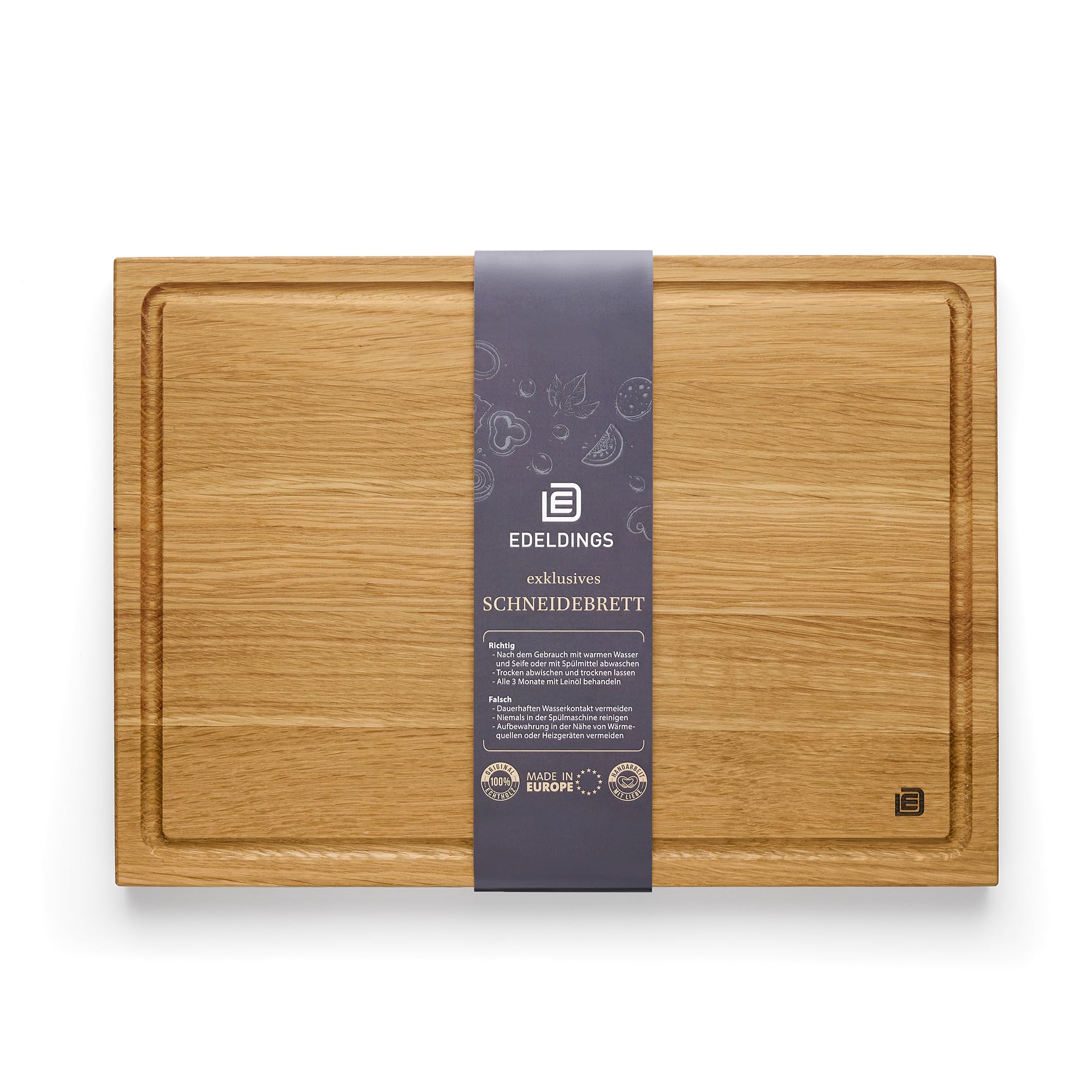 XXL Solid Wood Chopping Board Made of High-Quality Ash Large 33 х 25 cm Antibacterial Kitchen Board from Europe Serving Board, Breakfast Board, Solid Wood Board
