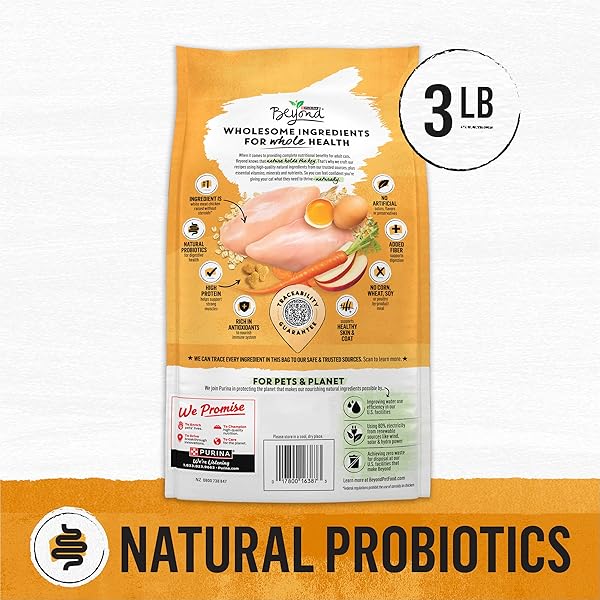 PURINA BEYOND NATURAL DRY CAT FOOD WHOLESOME INGREDIENTS FOR WHOLE HEALTH WHITE MEAT CHICKEN AND WHOLE OAT MEAL RECIPE – 3 LB. BAG