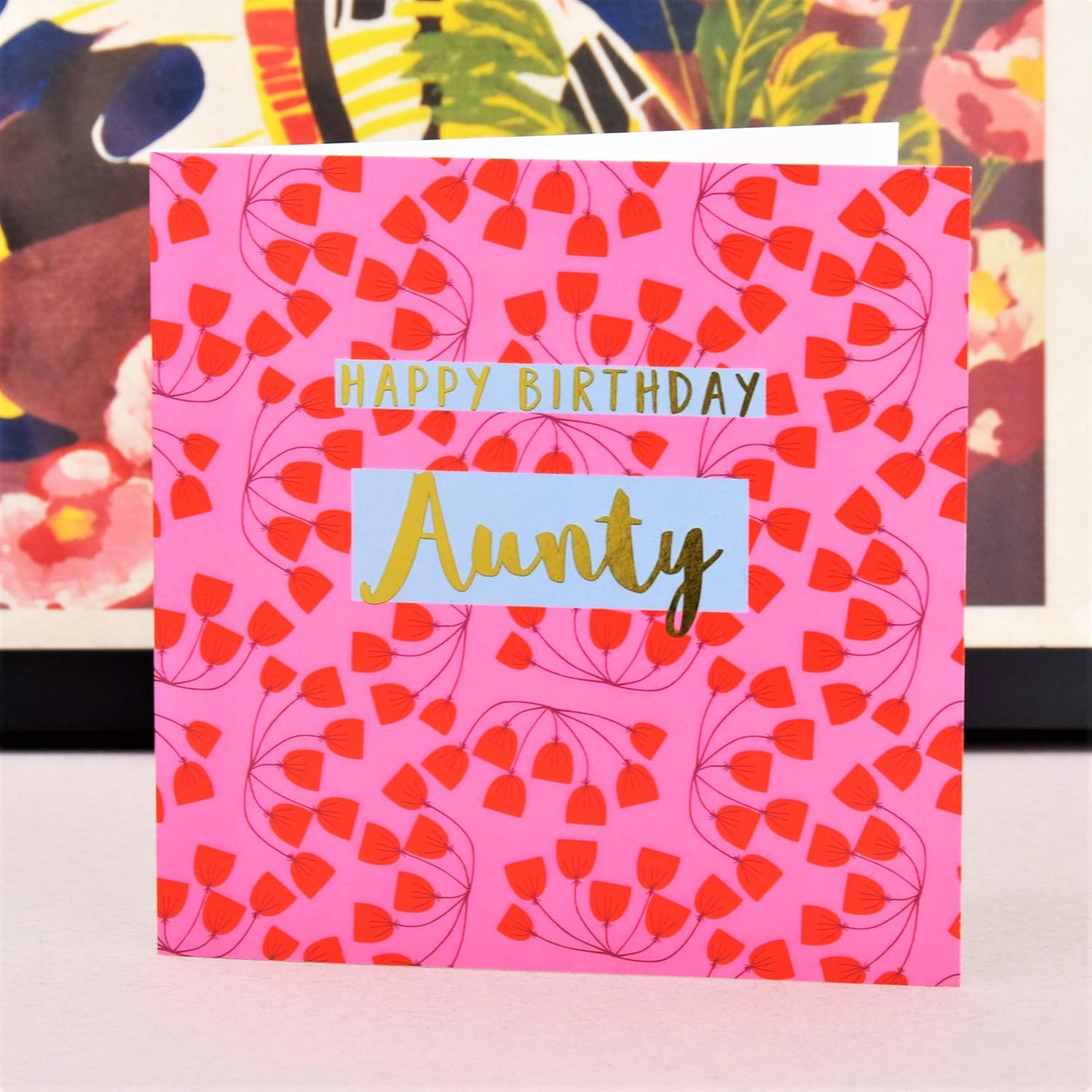 Claire Giles Greeting Cards, Happy Birthday Aunty Card, Pink Flowers Aunt Greeting Card, Text Foiled in Shiny Gold - Image 5