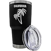 Palm City Products Premium 30 oz California Engraved Black Tumbler with Slider Lid – Ideal Coffee Travel Mug Cup, and California Gift for Californians and Souvenir Collectors