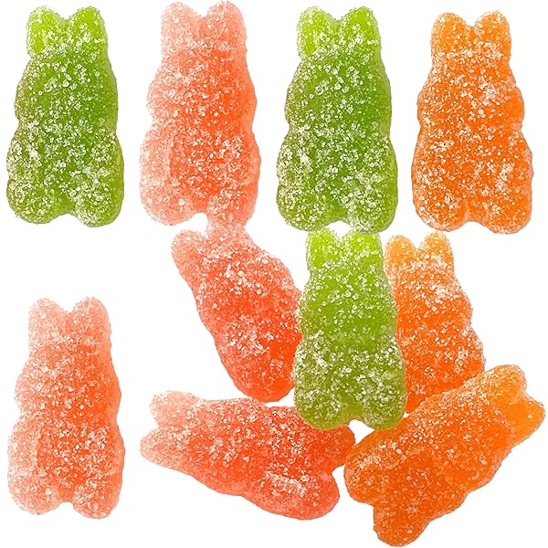 SARAH’S CANDY FACTORY MIX SOUR BUNNY JELLY GUMMY CANDY, 1 OZ (48 PACK) SINGLE SERVE SNACK PACKS, FUN IN EVERY 1 OZ BAG, GREEN APPLE, STRAWBERRY AND ORANGE FLAVOR