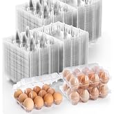 ALISWAT 120 Pack Clear Plastic Egg Cartons - 12 Count Medium Reusable Egg Holders For Chicken Farms, Markets, Home - View #9