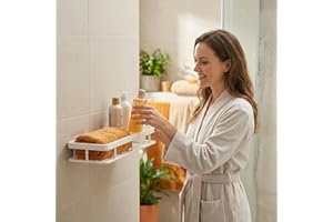 No Drilling Installation Bathroom Rack Shelf, Heavy Duty 30KG Max Load Shower Storage Organizer with Drain Holes, Strong Wall