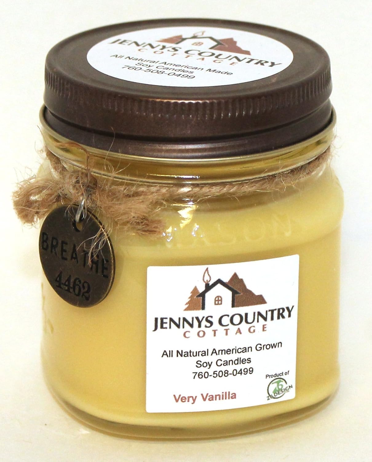 Very Vanilla Scented Soy Candle 8 Oz. Mason Jar Handmade