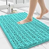 Smiry Bathroom Rugs Mat 24x16, Extra Soft Absorbent Chenille Bath Rugs, Non Slip Rubber Backing Machine Washable Quick Dry Bath Mats for Bathroom Floor, Tub, Shower, Home Decor Accessories, Turquoise