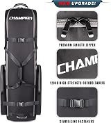 CHAMPKEY Premium Soft Padded Golf Travel Bag Flight with Wheels 1200D Oxford view 2