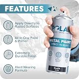 Polar Direct to Rust Metal Spray Paint 2x400ml Satin Black All-in-One Primer view 4