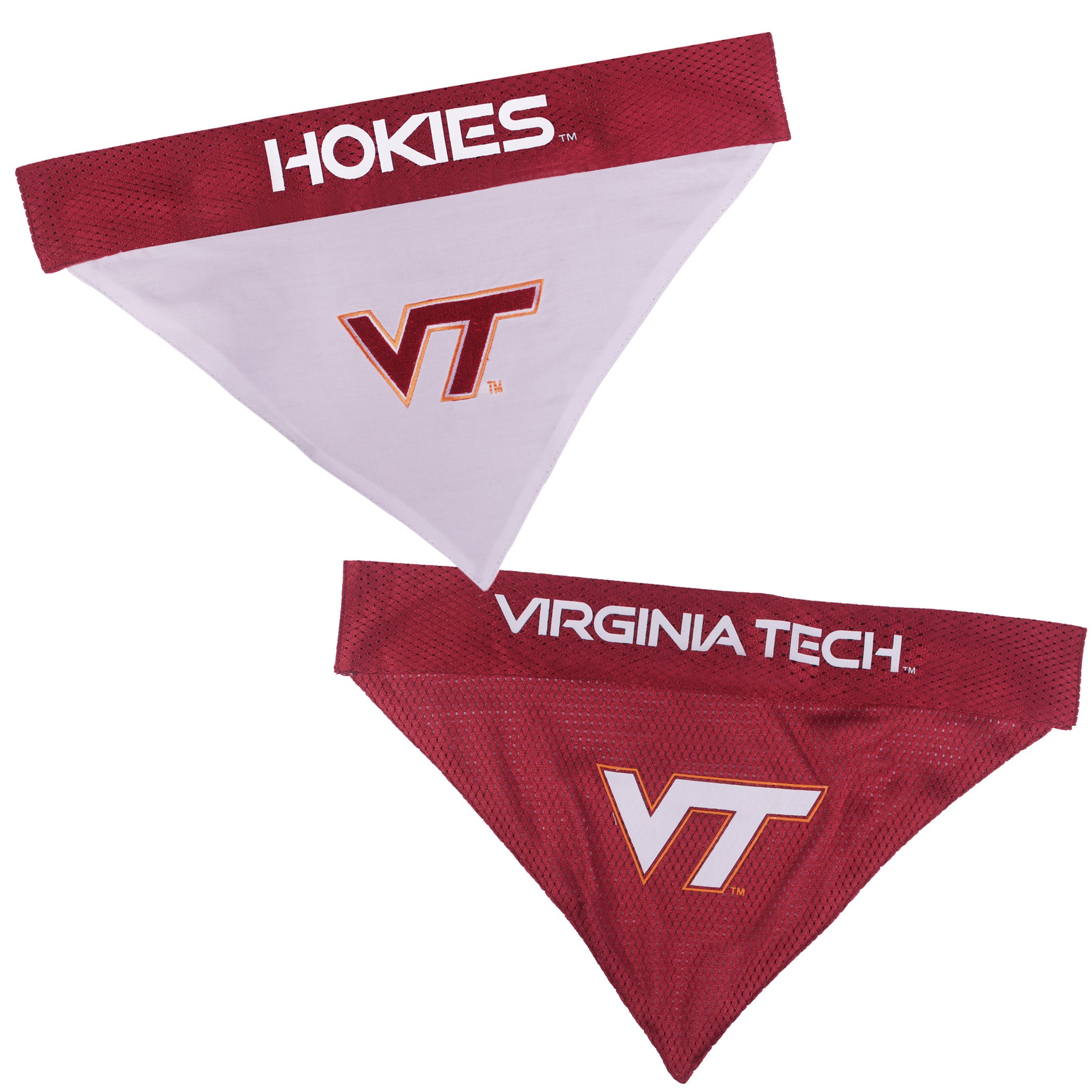 Pets First NCAA DOG BANDANA - VIRGINIA TECH HOKIES REVERSIBLE PET BANDANA. 2 Sided Sports Bandana with a PREMIUM Embroidery TEAM LOGO, Small/Medium. - 2 Sizes & 50 COLLEGE Teams available