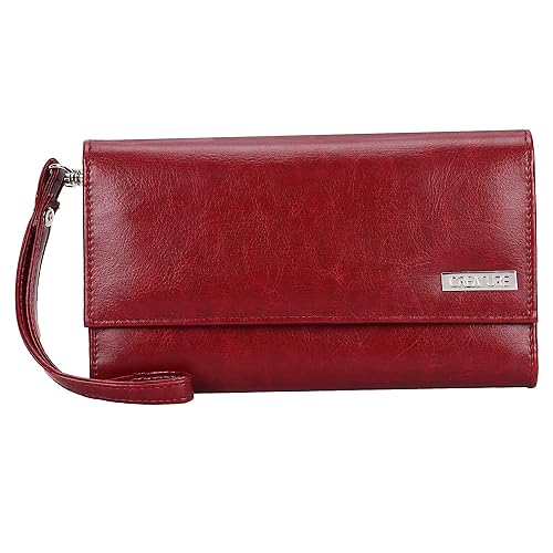 CREATURE Maroon Color Stylish Womens Clutch With Multiple Zipper and Card Slots (Color-Maroon|| CL-013)
