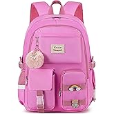 KIDNUO Backpack for girls Laptop Backpacks 15.6 Inch College Cute Bookbag Anti Theft Primary Elementary School Bag Casual Daypack for Teens Girls Women Students (Rose