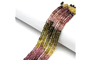 Stone2wear 3-4mm Natural Multi Color Tourmaline Rondelle Beads (16 Inch Strand) Smooth Gemstones - Genuine Birthstone for Han