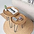 Oakrain Nesting Tables for Living Room, Round Nesting Coffee Table, Farmhouse End Tables Living Room Set of 2, Wood Side Tables Set of 2 for Sofa, Bedroom