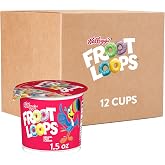 Kellogg's Froot Loops Breakfast Cereal Cups, Fruit Flavored, Breakfast Snacks with Vitamin C, Original, 18oz Case (12 Cups)
