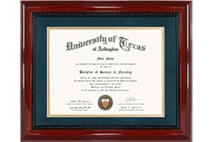 GMFrames 8.5x11 Diploma Degree Frame with Navy Mat or Display 11x14 Certificates without Mat,Solid Wood,Cherry Finish with Intricate Black Rope Detail,UV Protection Acrylic
