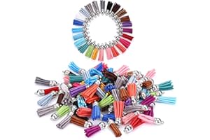 Naler 120pcs Leather Tassel Pendants Faux Suede Tassel with Caps 38 mm for Key Chain Straps Hanging Decoration DIY Accessorie
