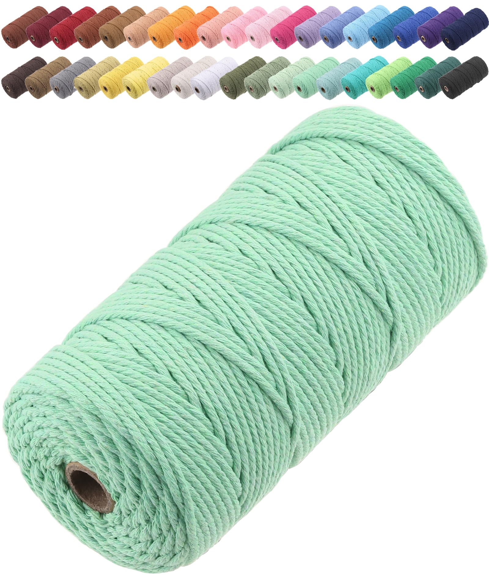 GOHOF Macrame Cord 3mm x 150m Premium Cotton Macrame Rope, 4 Strand Twisted Soft Cotton Cord, One of The Most Perfect Materials for Macrame Art, Cotton String Without Chemicals (Aqua Green) — image 1