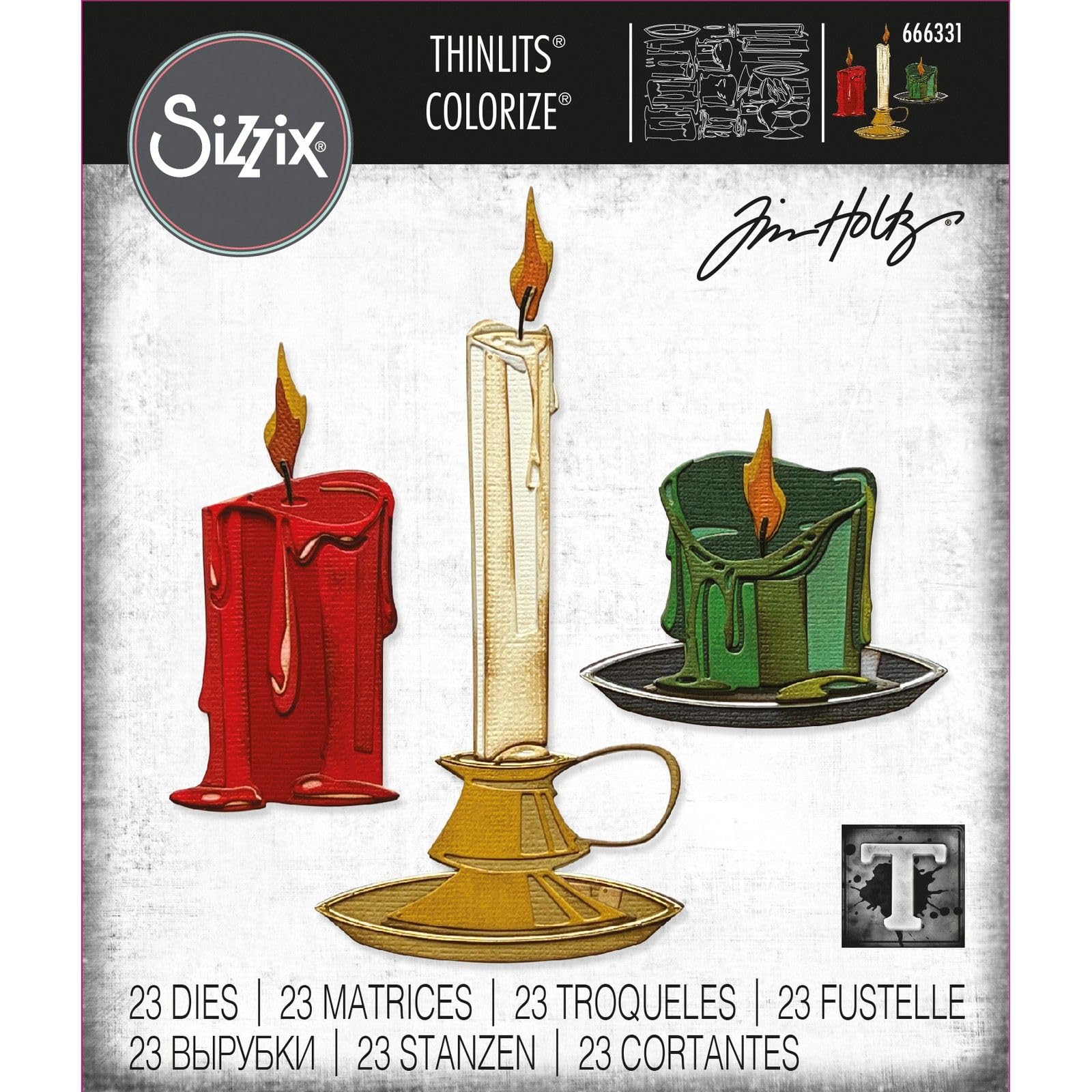 Sizzix Thinlits Die Set 23PK Candleshop Colorize by Tim Holtz | 666331 | Metal, Wafer-Thin Cutting Dies for Scrapbooking, Embossing, Journalling